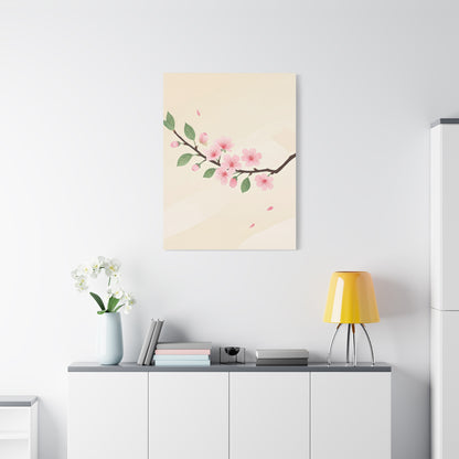 Minimal Sakura Branch Botanical Illustration Wall Art & Canvas Prints