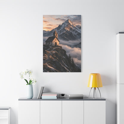 Lone Alpine Chapel Sunrise Wall Art & Canvas Print