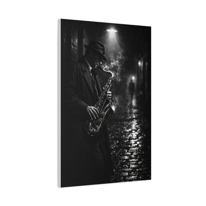 Noir Jazz Saxophone Alley Wall Art & Canvas Print