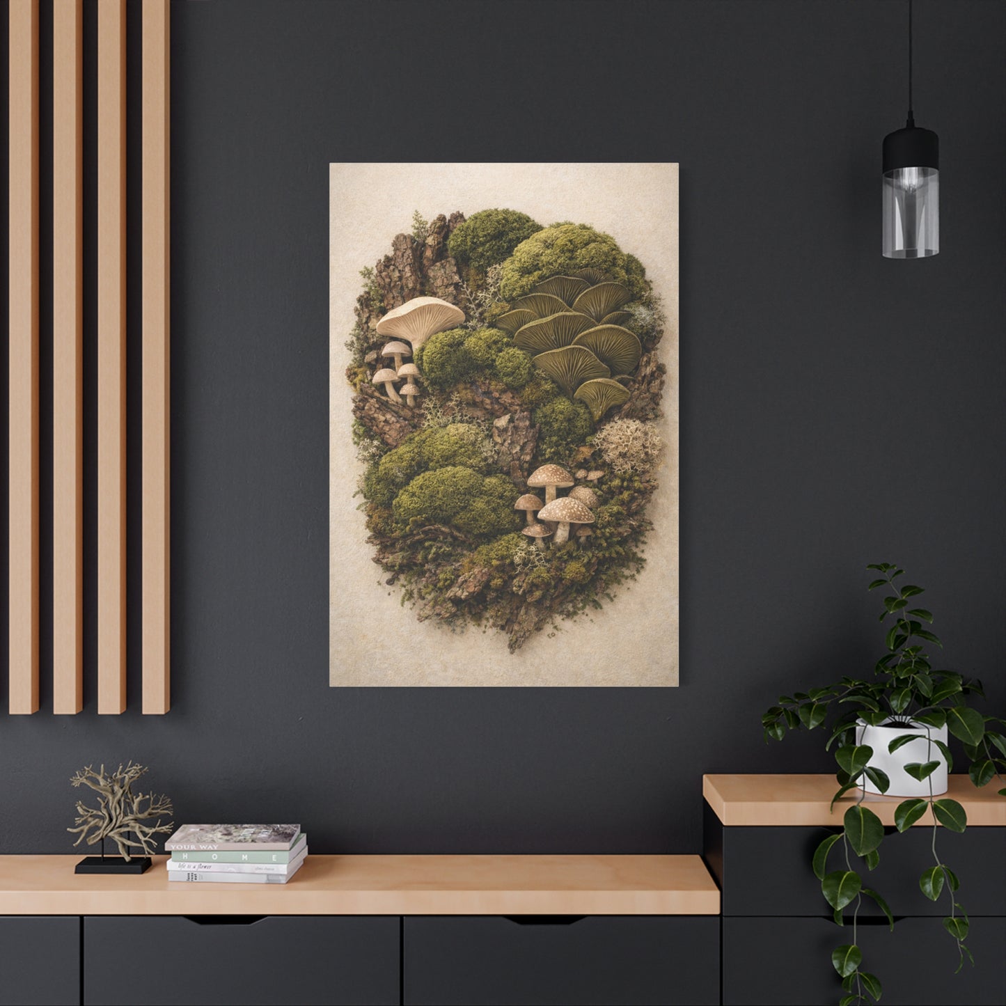 Preserved Moss & Fungi Woodland Collage Wall Art & Canvas Print