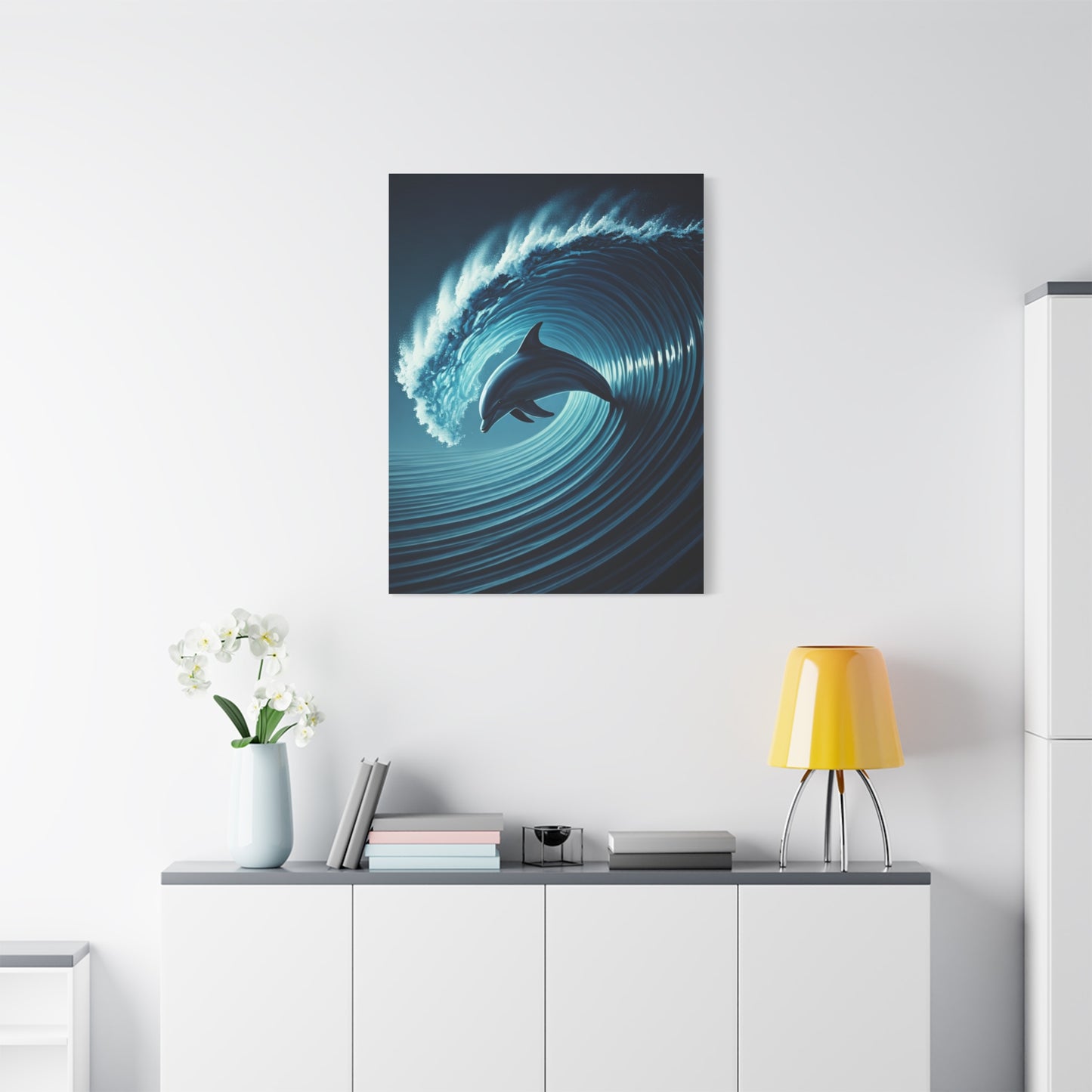 Dolphin Within Ocean Wave Motion Wall Art & Canvas Prints