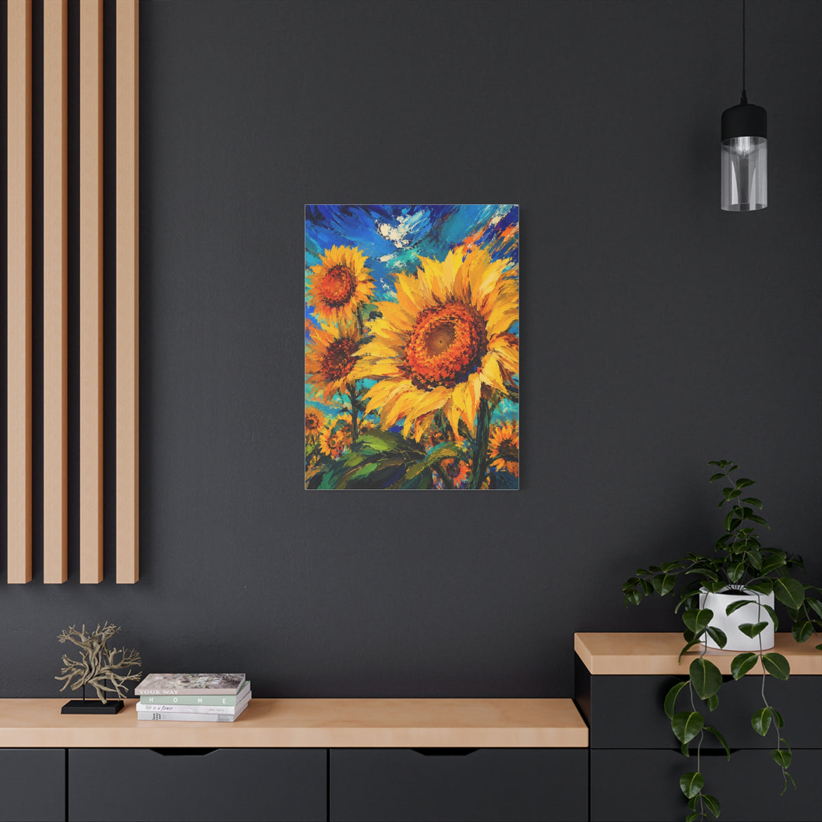 Contemporary Impressionist Sunflower Painting Wall Art & Canvas Print