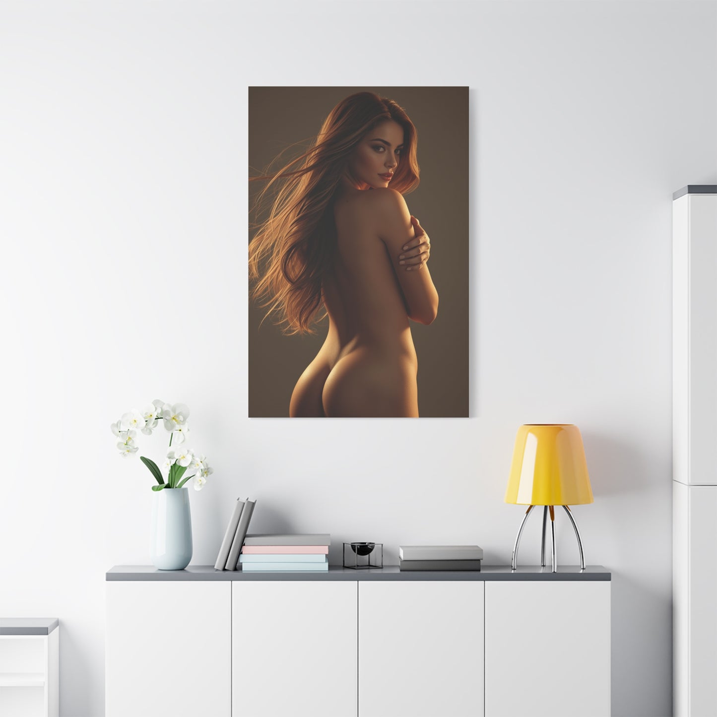 Golden Backlight Female Silhouette Wall Art & Canvas Print