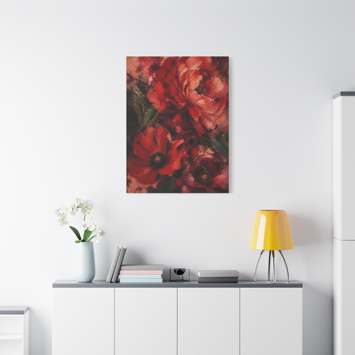 Red Impressionist Floral Composition Wall Art & Canvas Print