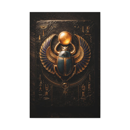 Egyptian Scarab Gold Relief Wall Art & Canvas Print