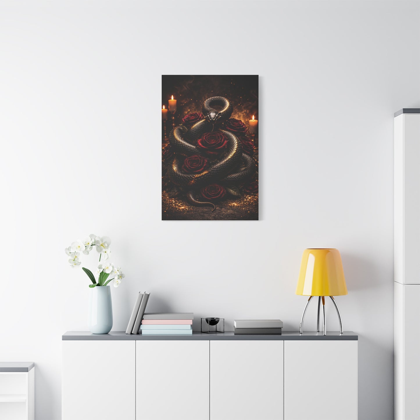 Black Serpent Crimson Rose Gold Wall Art & Canvas Print