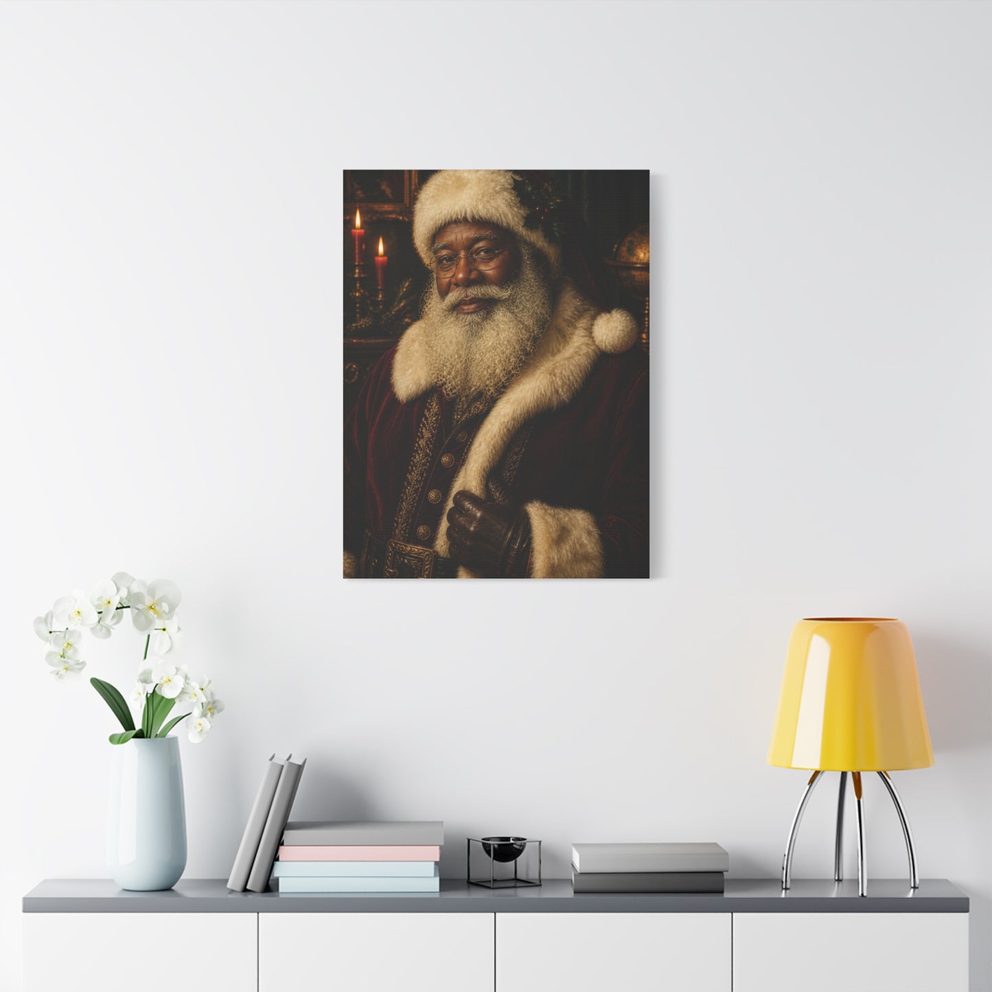 Elegant Black Santa Portrait Wall Art & Canvas Print