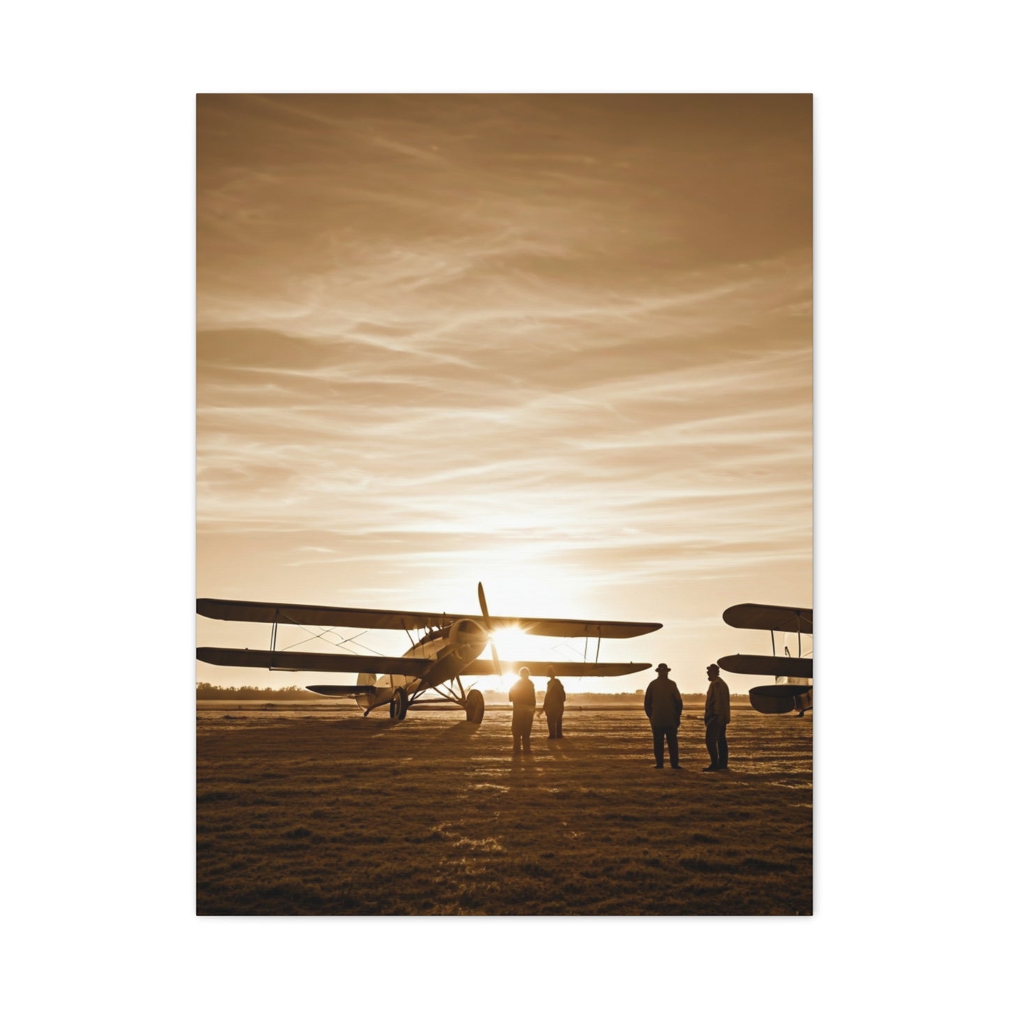Vintage Airfield Sunset Silhouette Wall Art & Canvas Prints