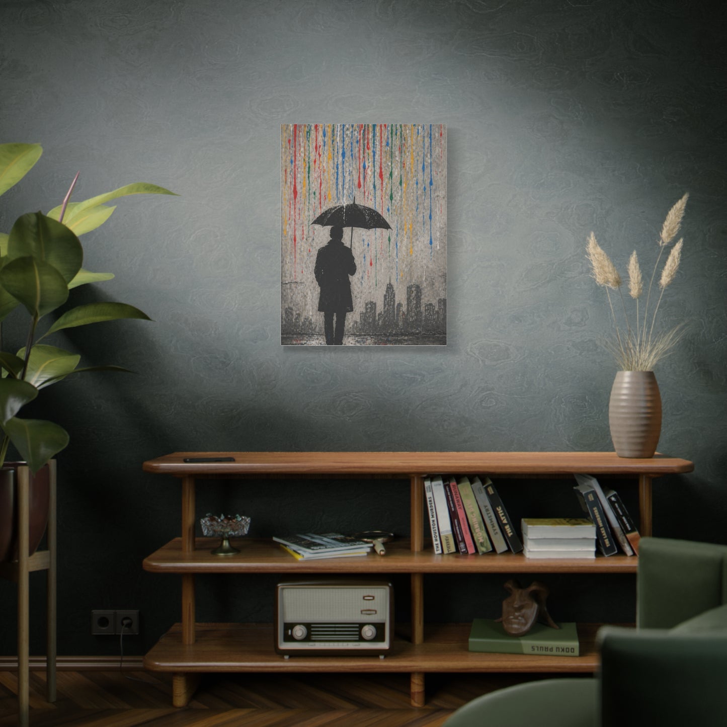 Urban Rain Umbrella Street Art Wall Art & Canvas Print