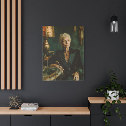 Silver-Haired Woman Martini Portrait Wall Art & Canvas Print