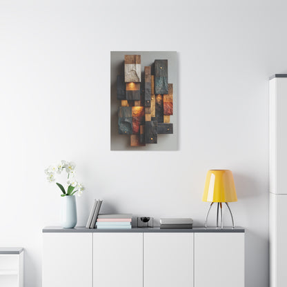 Sculptural Wood Panel Assemblage Wall Art & Canvas Print