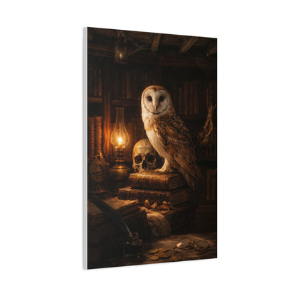 Dark Academia Majestic Barn Owl Library Study Wall Art & Canvas Print