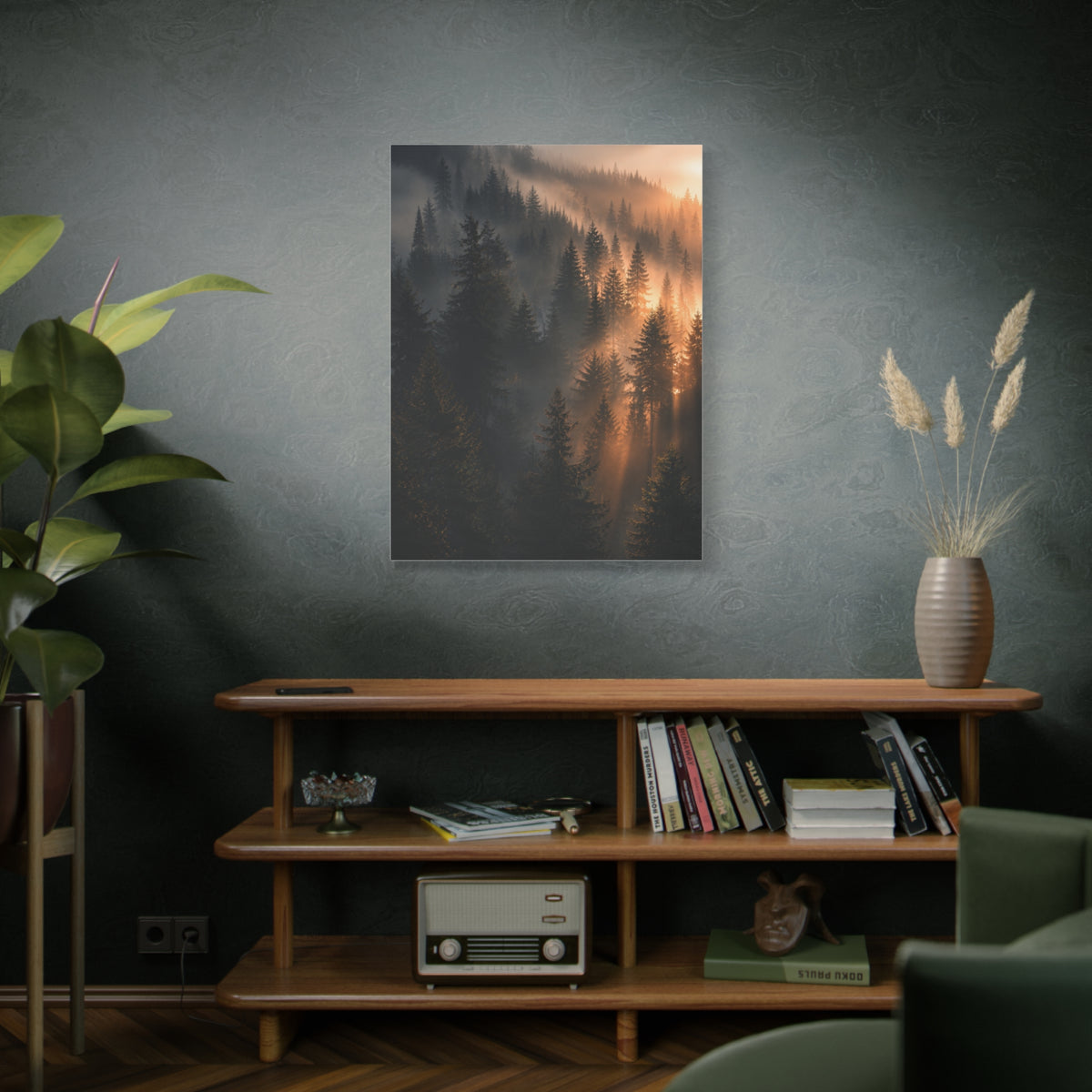 Misty Pine Forest Sunrise Depth Trees Wall Art & Canvas Print