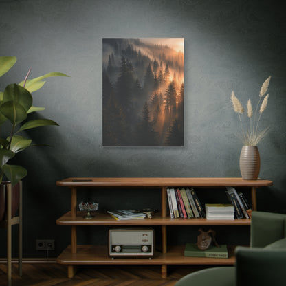 Misty Pine Forest Sunrise Depth Trees Wall Art & Canvas Print
