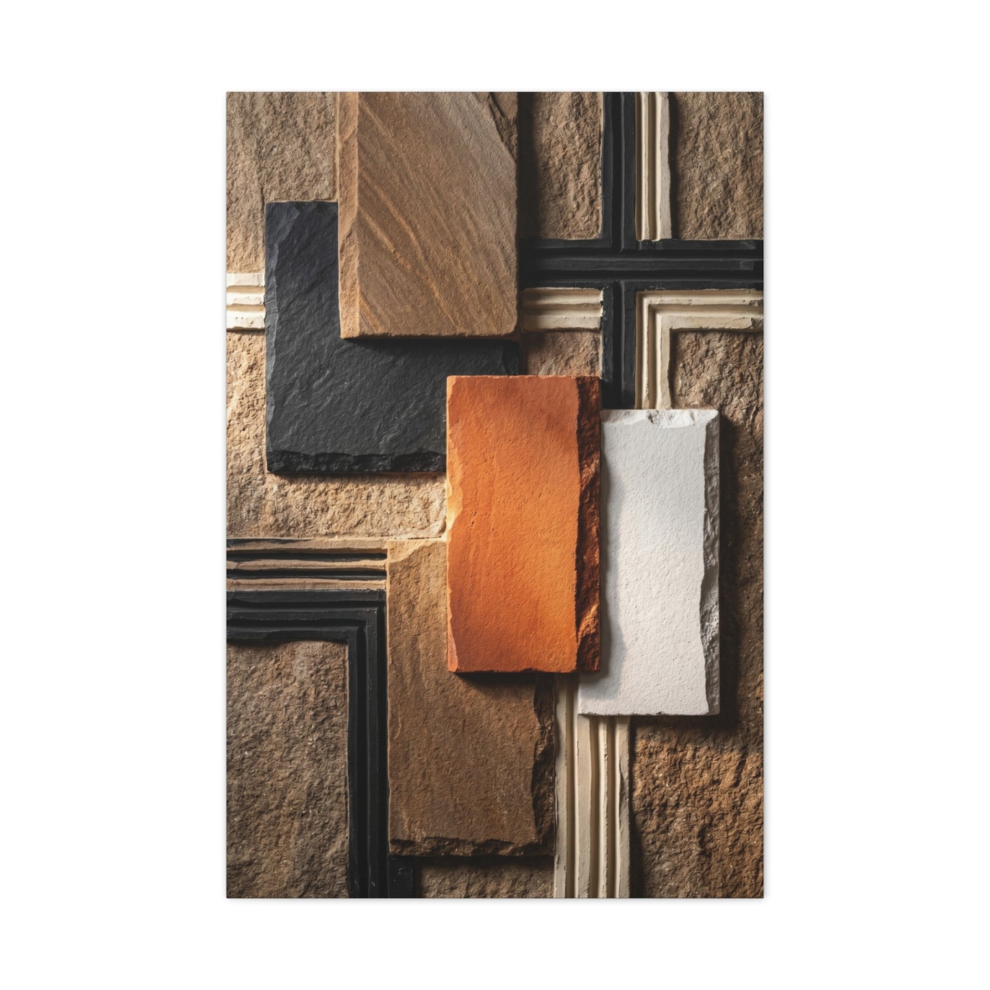Sculptural Stone Geometry Composition Wall Art & Canvas Print