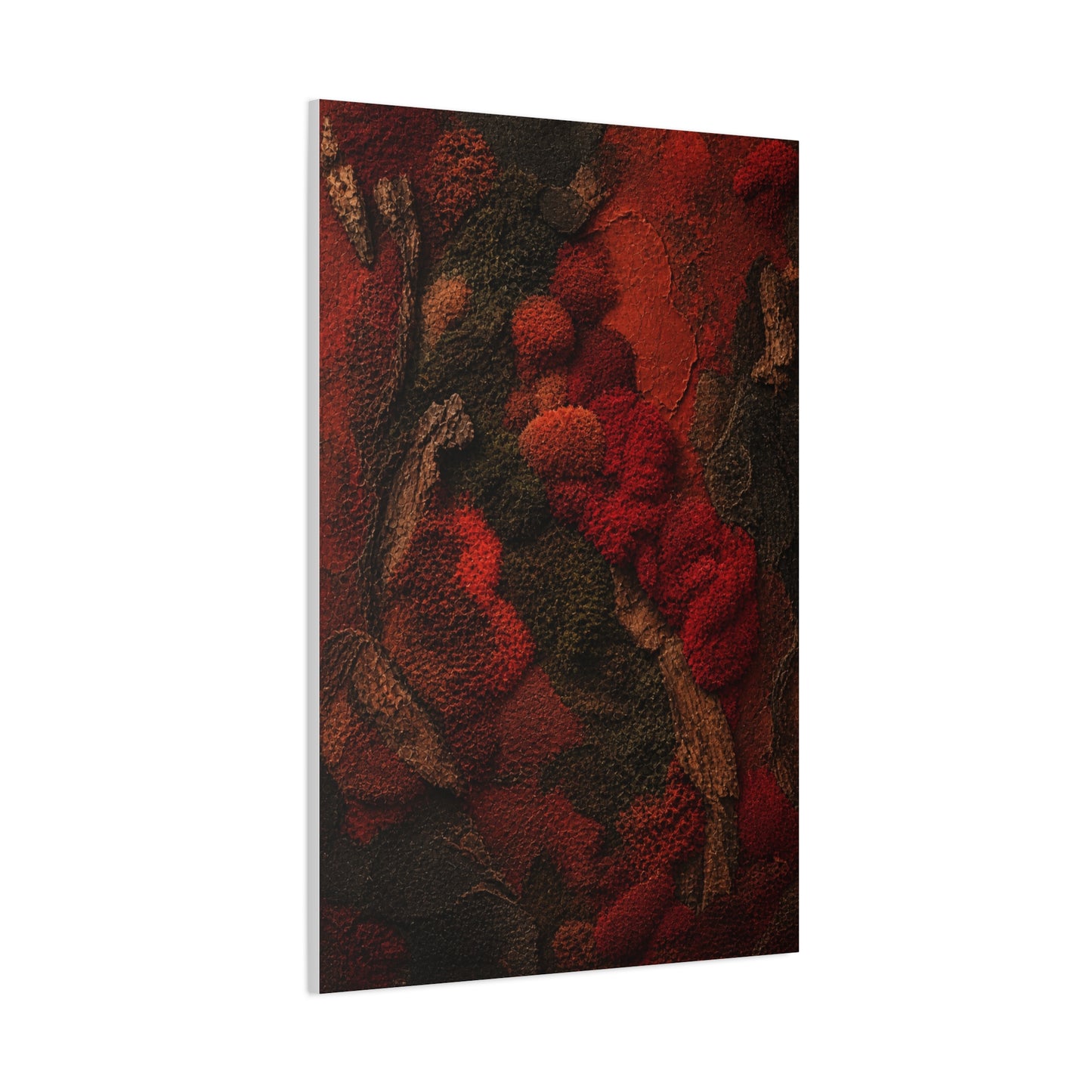 Biophilic Red Moss Texture Wall Art & Canvas Print
