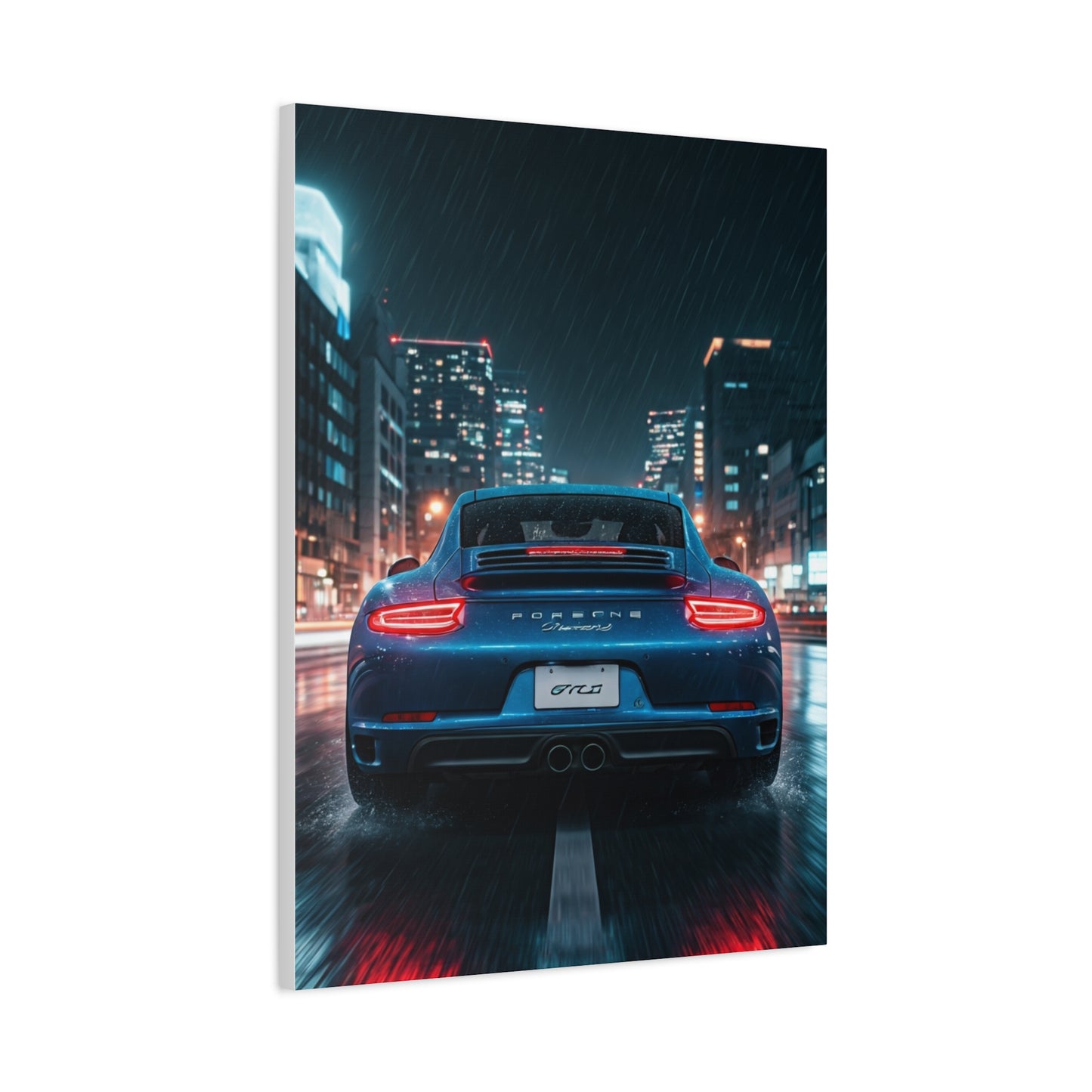 Porsche 911 Carrera 4 GTS Neon City Reflections Wall Art & Canvas Prints