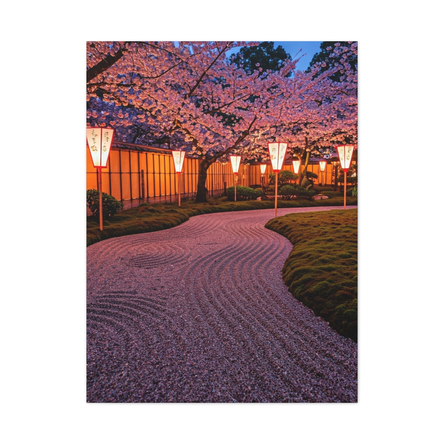 Japanese Lantern Garden With Cherry Blossoms Wall Art & Canvas Prints