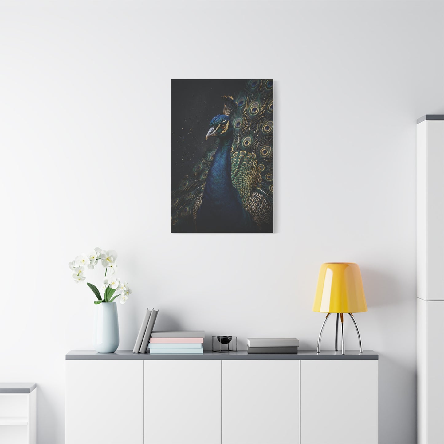 Dark Luxury Peacock Portrait Wall Art & Canvas Print