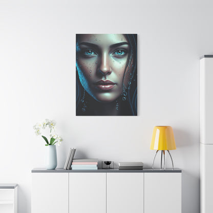 Intimate Blue Portrait with Beaded Accents Wall Art & Canvas Prints
