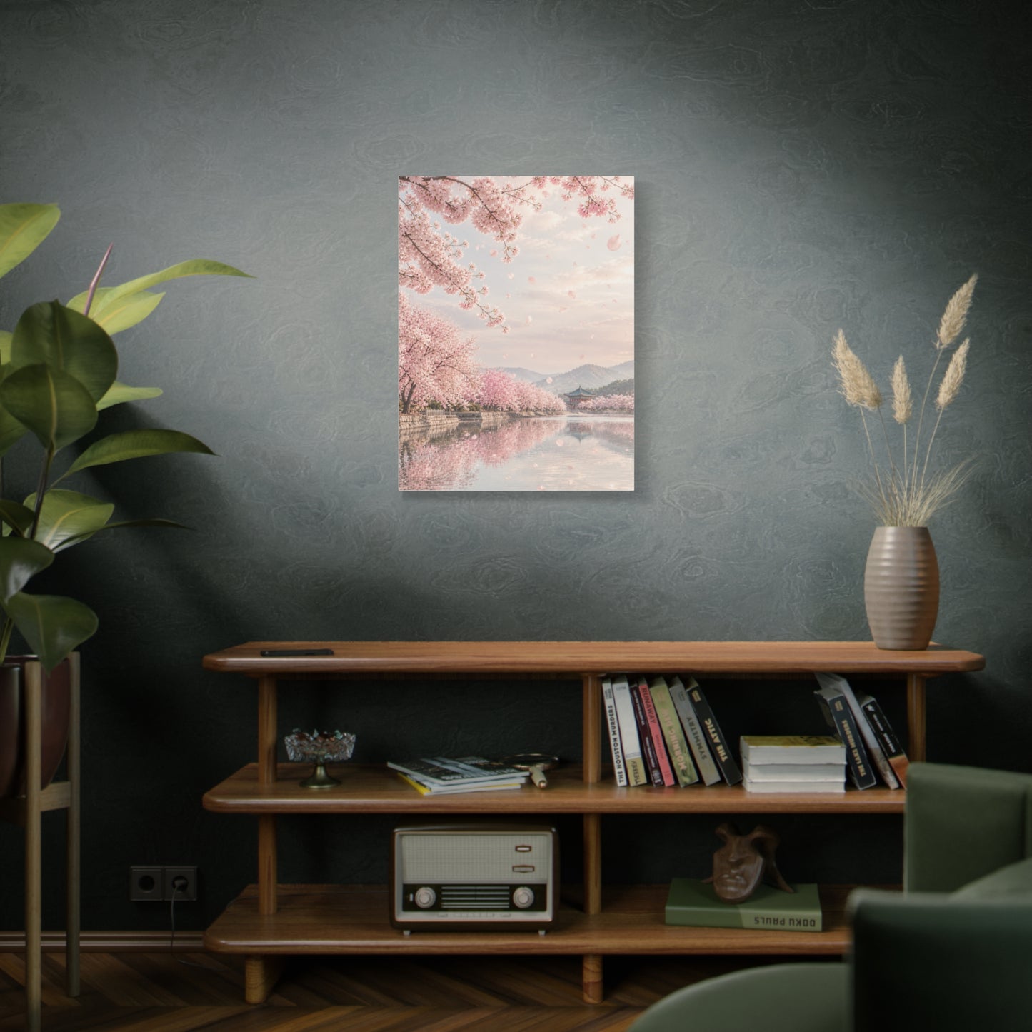 Cherry Blossom Reflection Landscape Wall Art & Canvas Print