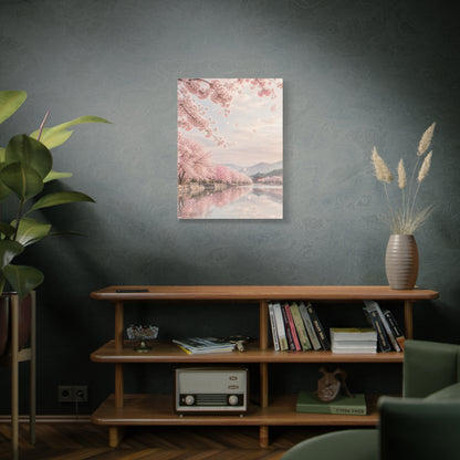 Cherry Blossom Reflection Landscape Wall Art & Canvas Print