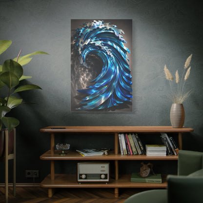 Iridescent Metal Wave Sculpture Wall Art & Canvas Print