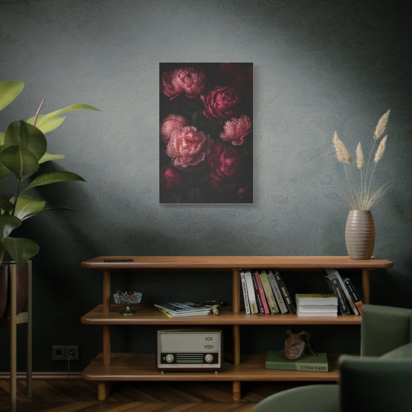 Dark Peony Floral Pink Wall Art & Canvas Print