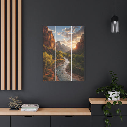 Zion Canyon Triptych Landscape Wall Art & Canvas Print