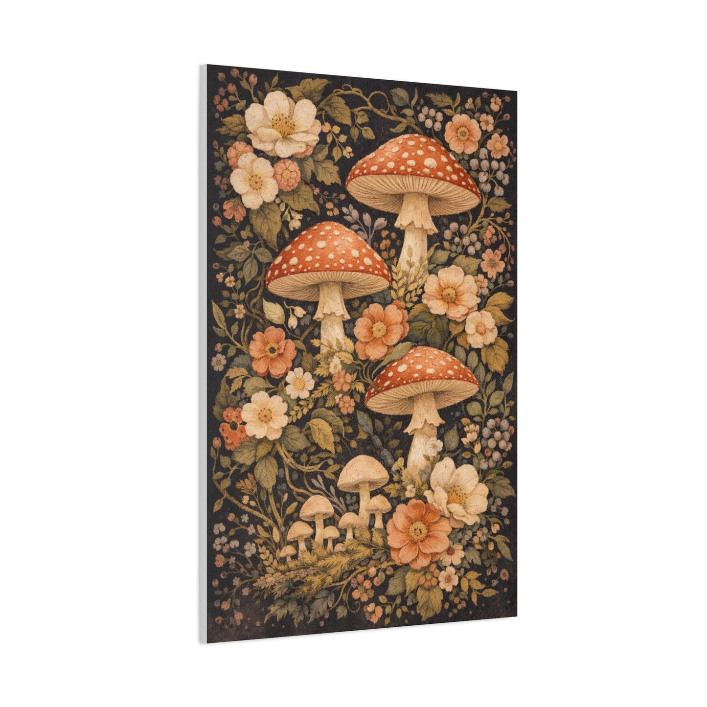 Floral Mushroom Collage Tapestry Aesthetic Wall Art & Canvas Print
