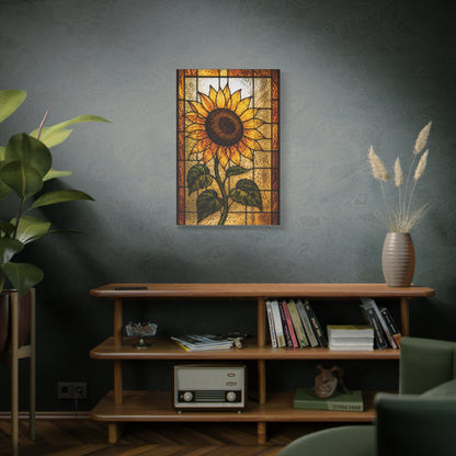 Classic Stained Glass Sunflower Panel Wall Art & Canvas Print