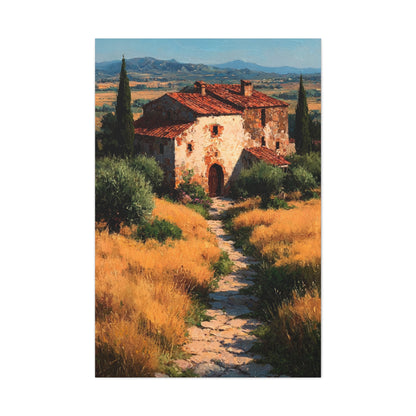 Tuscan Countryside Villa Painting Wall Art & Canvas Print