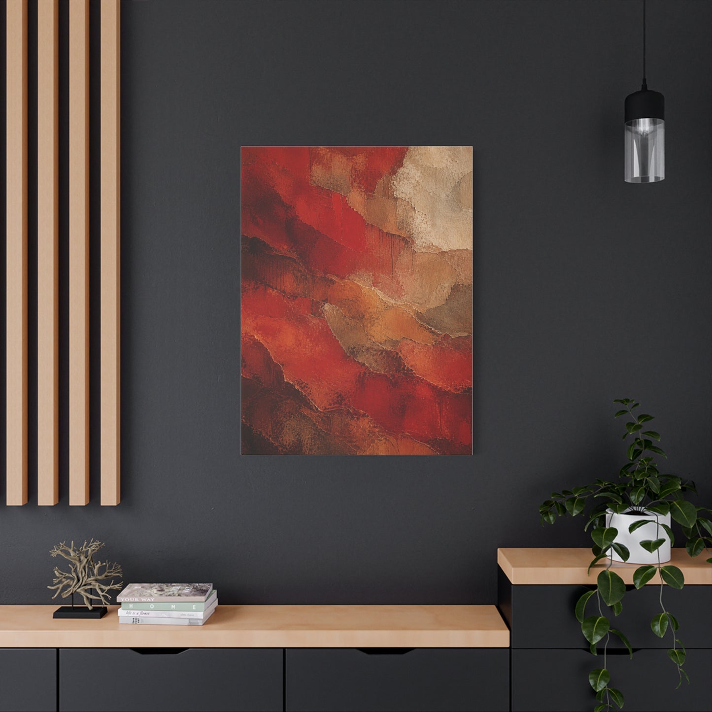 Earthy Layered Red Terrain Abstraction Wall Art & Canvas Print