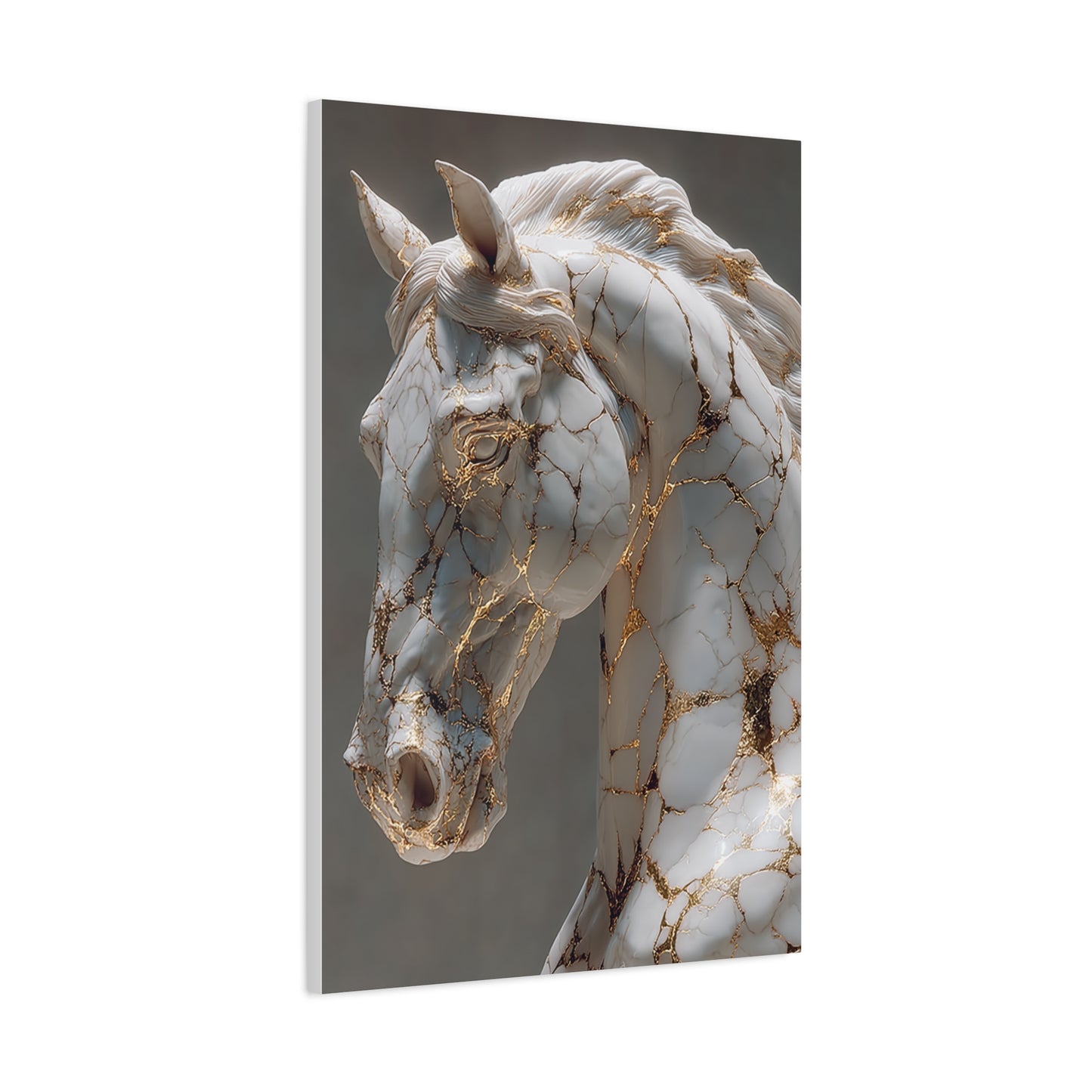 Marble Kintsugi Horse Sculpture Wall Art & Canvas Print