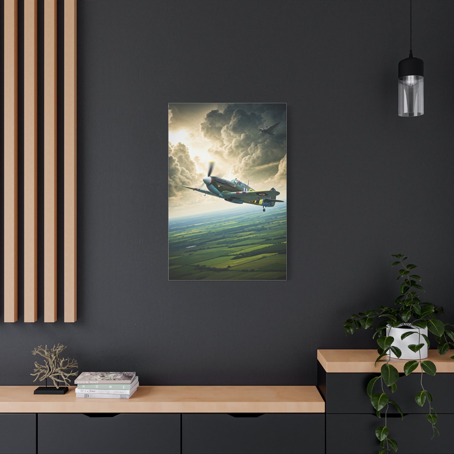 Classic Propeller Plane Over Open Fields Wall Art & Canvas Prints