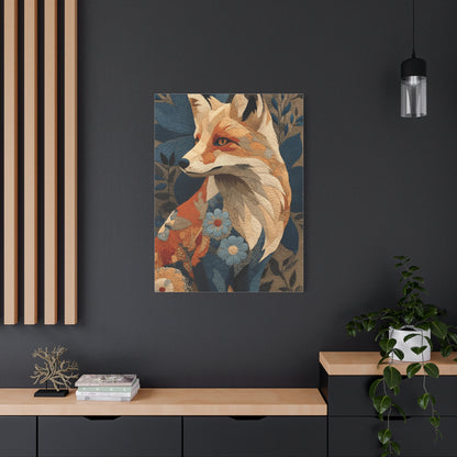 Patchwork Textile Fox Folk Art Wall Art & Canvas Print
