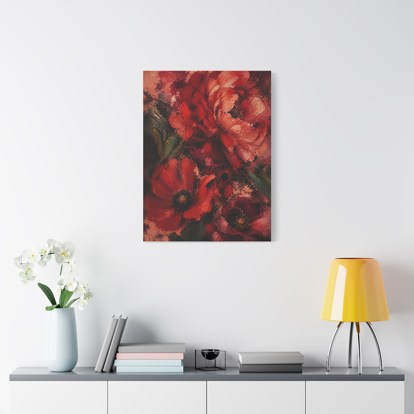 Red Impressionist Floral Composition Wall Art & Canvas Print