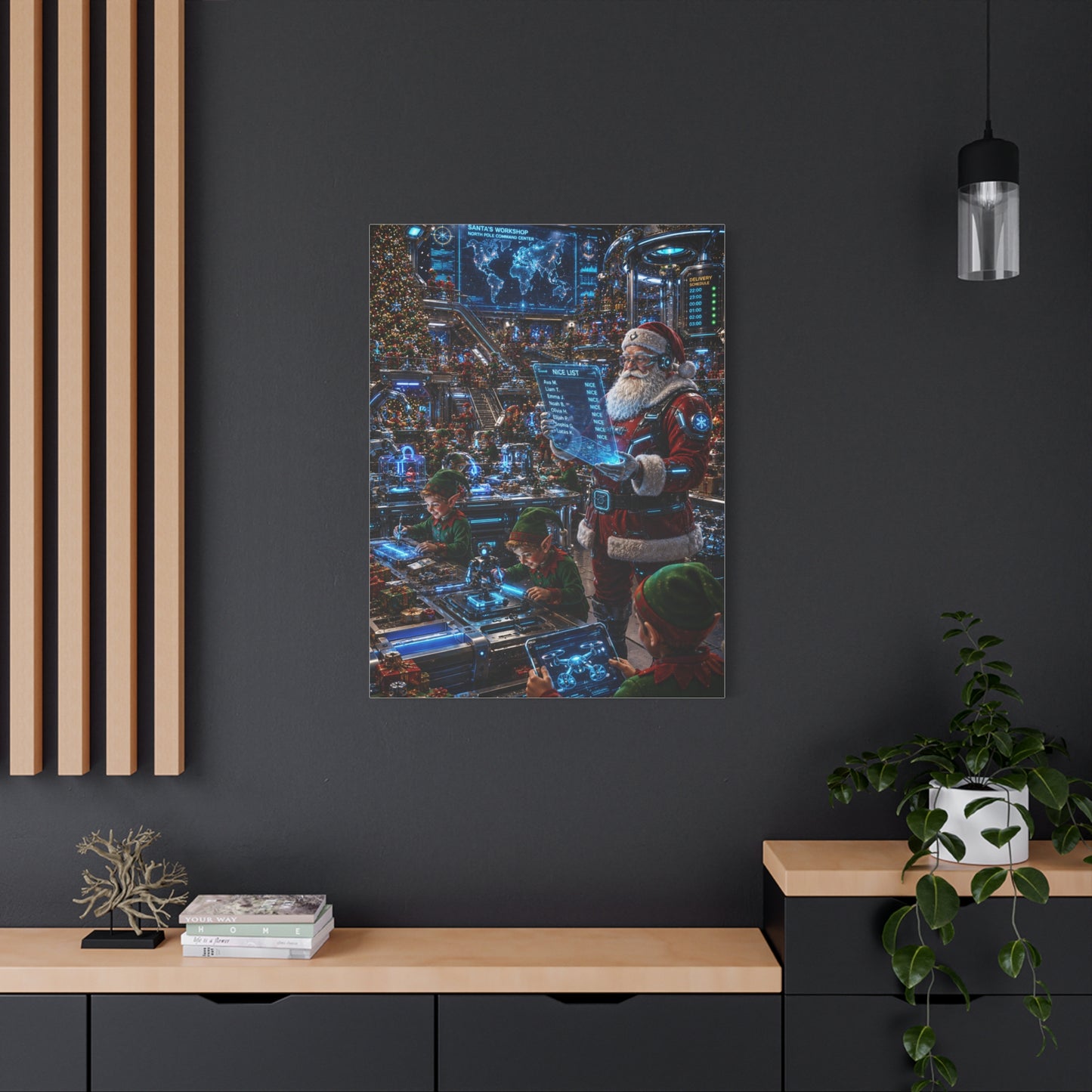 Futuristic Santa Workshop Wall Art & Canvas Print