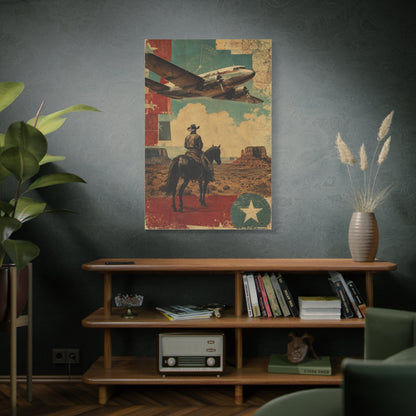 Mid-Century Western Aviation Collage Wall Art & Canvas Print