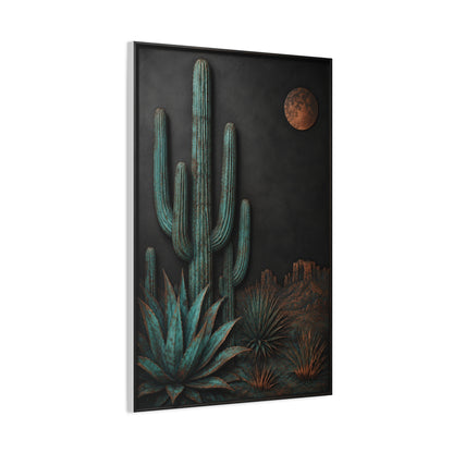Turquoise Patina Desert Cactus Wall Art & Canvas Print