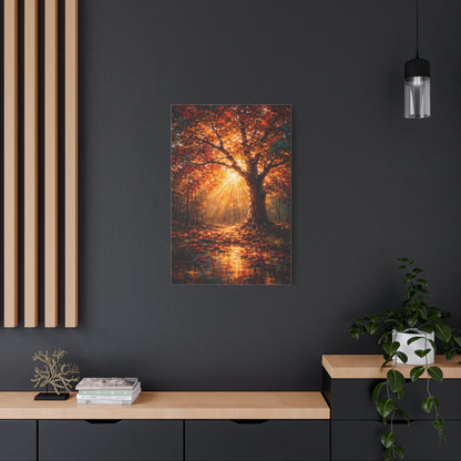 Radiant Autumn Sunburst Tree Wall Art & Canvas Print