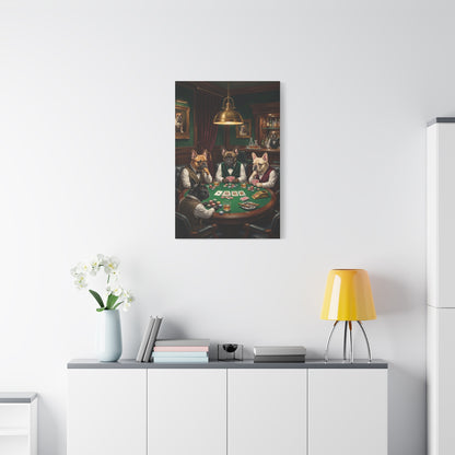 French Bulldog Private Bar Poker Scene Wall Art & Canvas Print