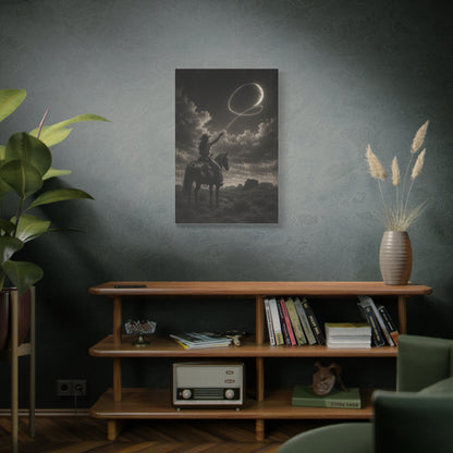 Cowgirl Moon Lasso Silhouette Scene Wall Art & Canvas Print