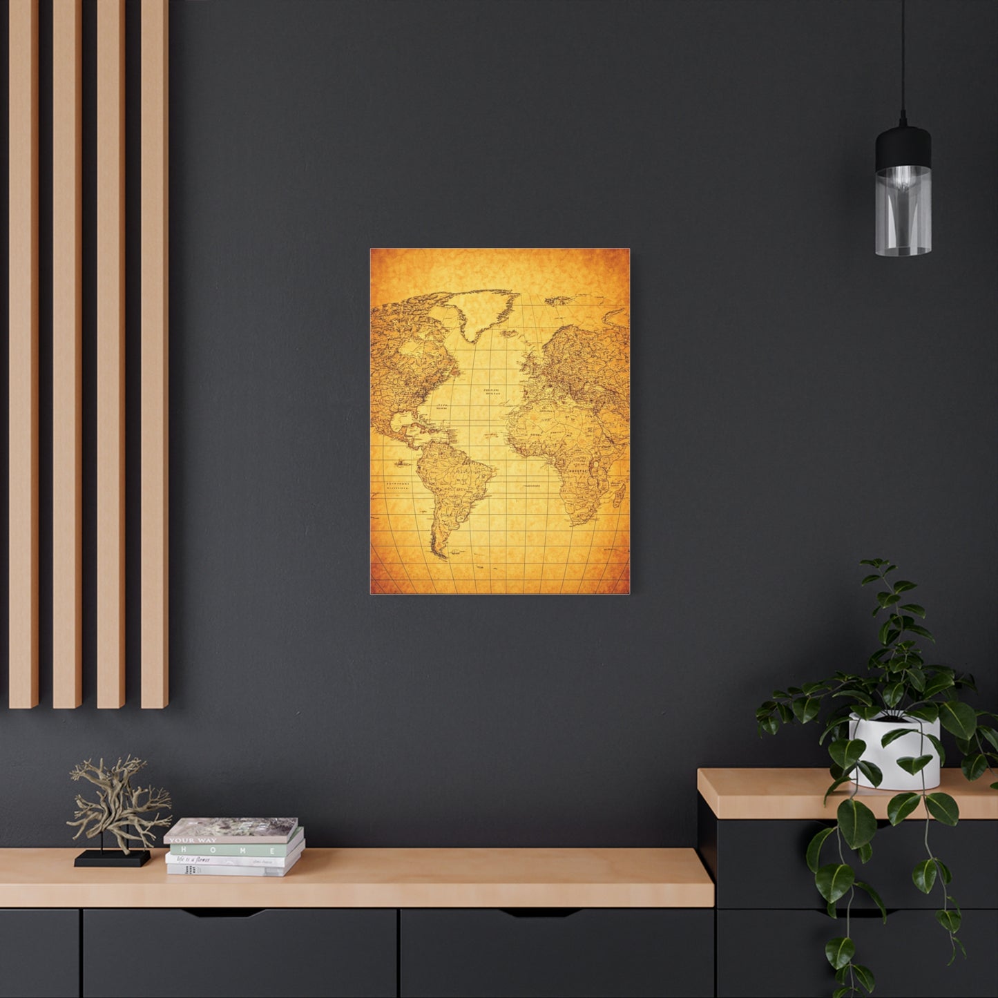 Vintage World Scroll Map Wall Art & Canvas Prints