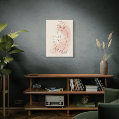 Minimal Blush Line Figure Wall Art & Canvas Print