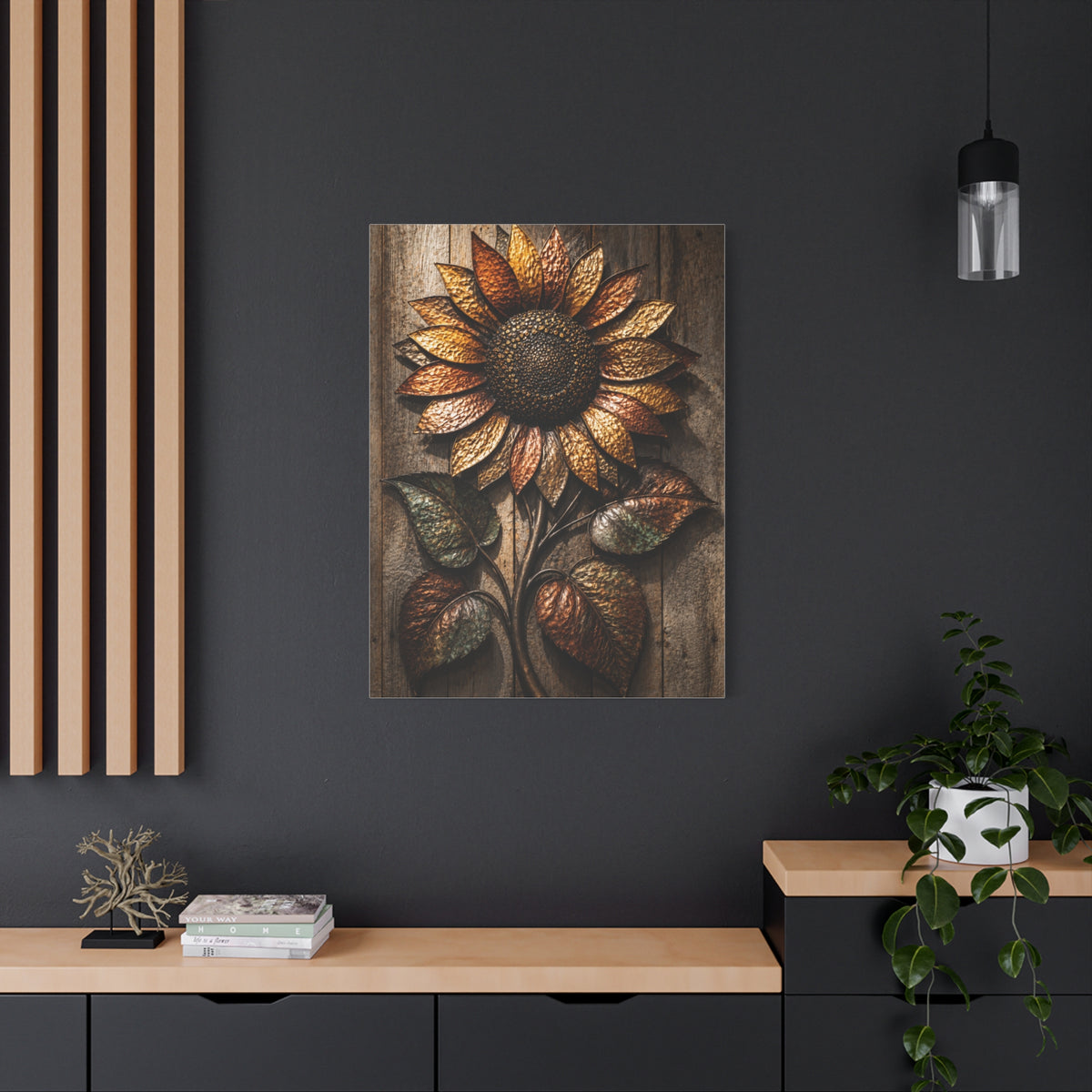 Hammered Metal Sunflower Sculpture Wall Art & Canvas Print