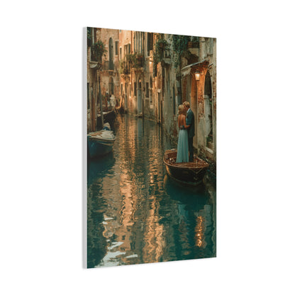 Venetian Canal Romance Couple Wall Art & Canvas Print