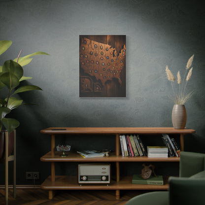 Wooden Beer Cap USA Map Wall Art & Canvas Print