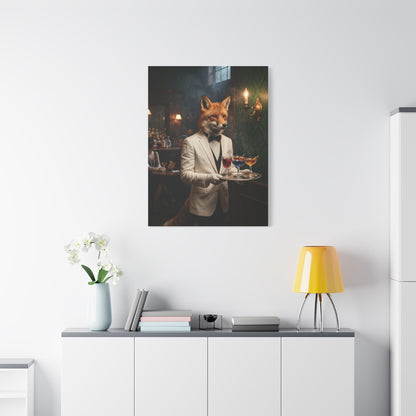 Fox Butler Cocktail Service Portrait Wall Art & Canvas Print