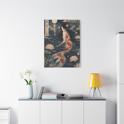 Japanese Koi Mermaid Moonlight Wall Art & Canvas Print